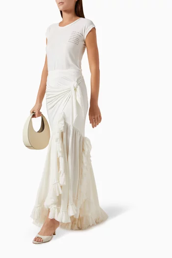Wrap Ruffle Maxi Skirt in Modal-linen