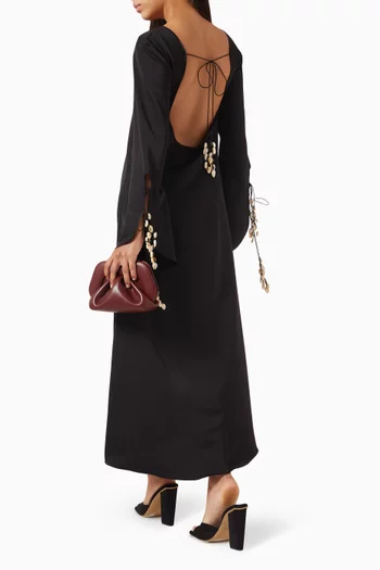 Seashell Open-back Maxi Dress in Crepe Jersey