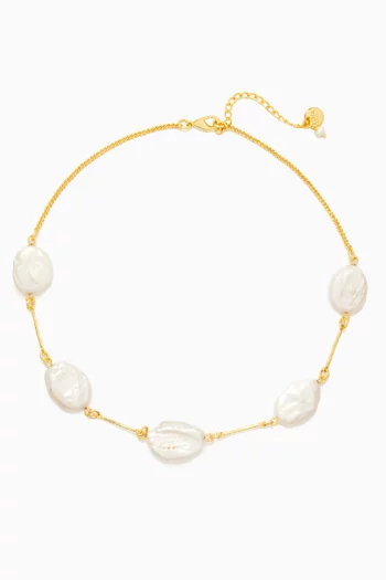 Freshwater Pearl Choker in 18kt Gold-plated Bronze