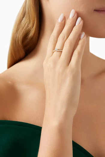 Floating Pear Diamond Split Ring in 14kt Yellow Gold