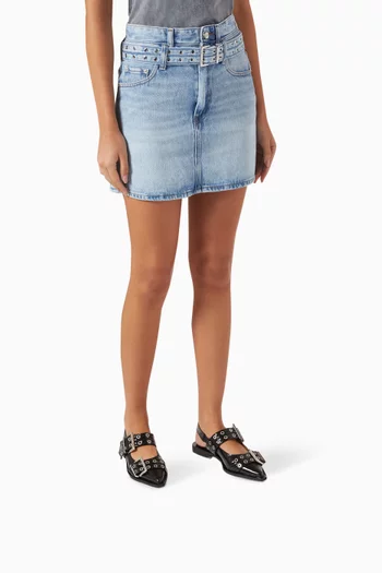 Feminine Buckle Ballet Flats in Faux Naplack Leather