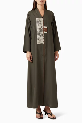 Abstract-patch Abaya in Crepe