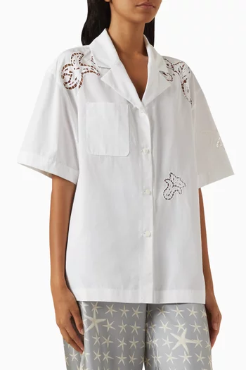 Embroidered Sangallo Shirt in Cotton Poplin