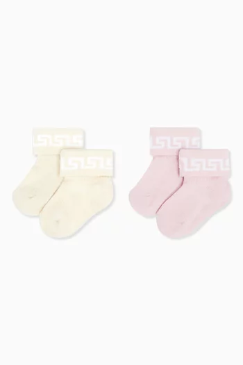 Greca Socks in Cotton-blend, Pack of 2