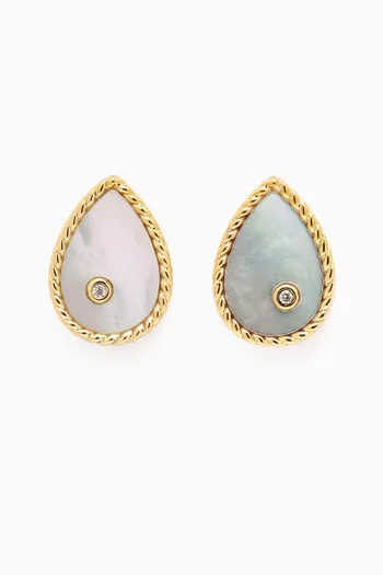 Baby Pear Earrings in 9kt Yellow Gold & Mother of Pearl