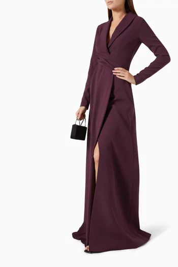 Draped Tuxedo Dress in Crepe