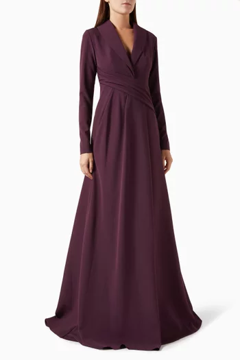 Draped Tuxedo Dress in Crepe