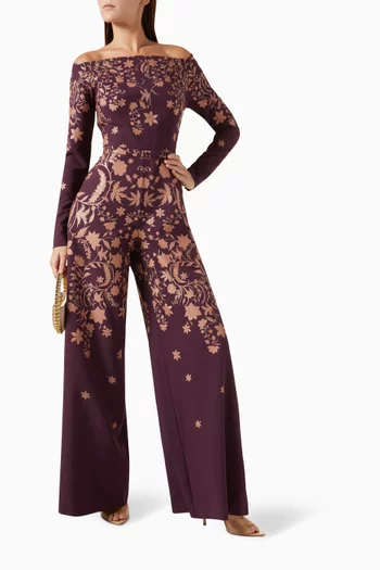 Floral-print Jumpsuit in Crepe