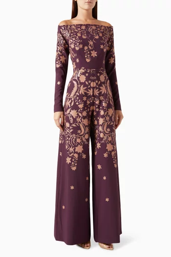 Floral-print Jumpsuit in Crepe