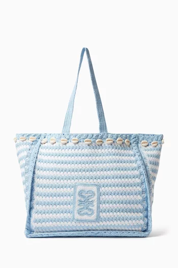 Woven Shell Tote Bag in Viscose-nylon Blend