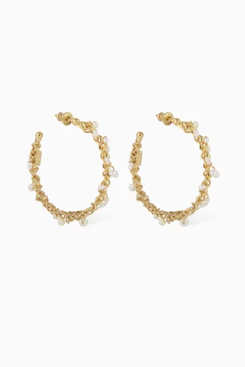 Orphee Pearl Hoop Earrings in 24kt Gold-plated Metal