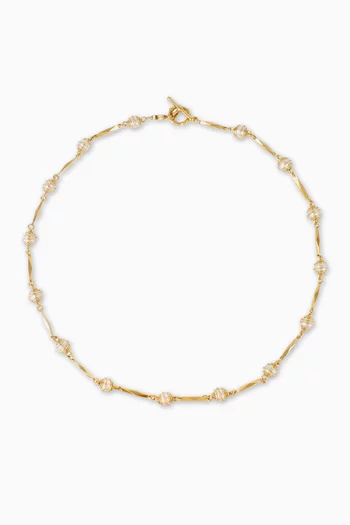 Perla Pearl Chain Necklace in 24kt Gold-plated Metal