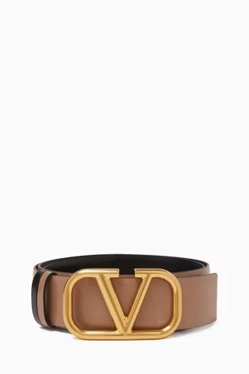 VLOGO Reversible Belt in Glossy Leather