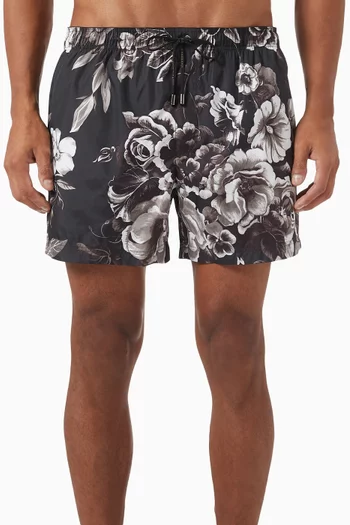 Floral Print Swim Shorts in Nylon