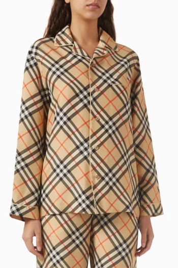 Vintage Check Pyjama Top in Silk