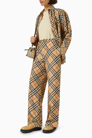 Check Drawstring Pants in Silk