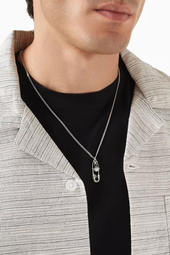 Safety Pin Pearl Pendant Necklace in Sterling Silver