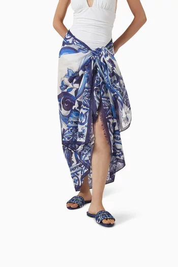 Bianca Majolica-print Slides in Jacquard