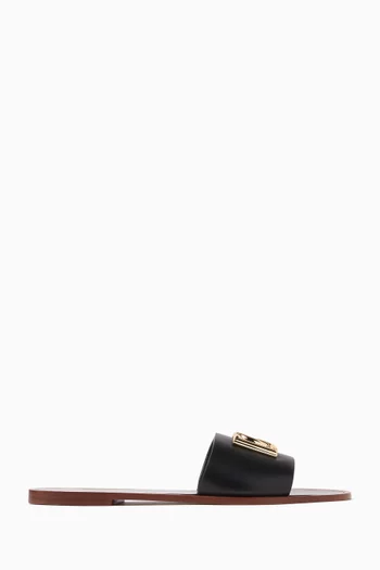 Bianca Logo Slides in Leather