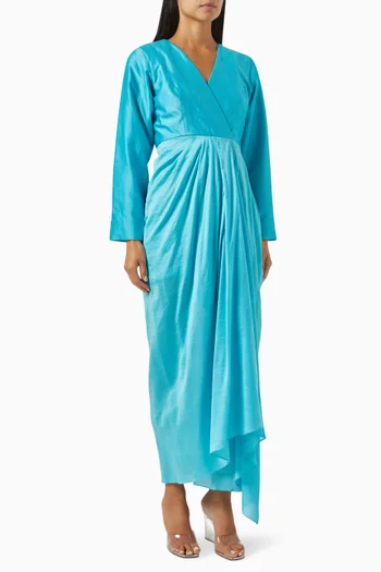 فستان دوريان بتصميم ملفوف بدرابيه شاندري