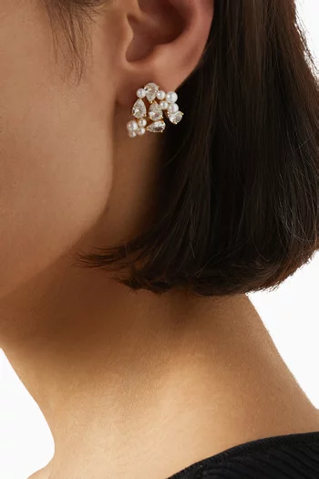 Pearl & Cubic Zirconia Earrings in 18kt Gold Vermeil