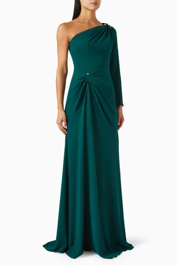 One-shoulder Gathered Gown