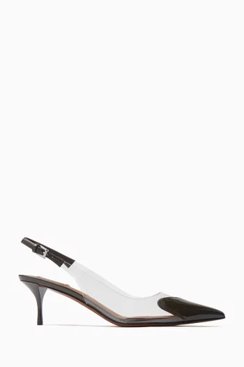 55 Slingback Mules in Patent Leather