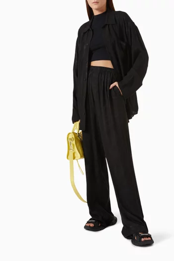 Tropical Flowers Minimal Large Fit Pants in Silk Jacquard