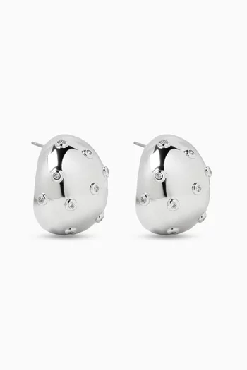 Pavé Molten Stud Earrings in Silver-plated Stainless Steel