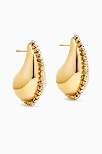 Rosewood Pavé Earrings in Gold-plated Brass