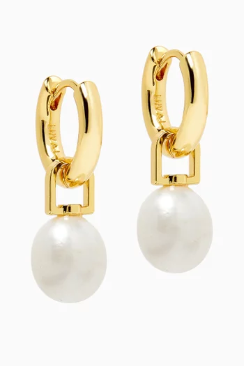Amalfi Pearl Huggie Earrings in Gold-plated Brass