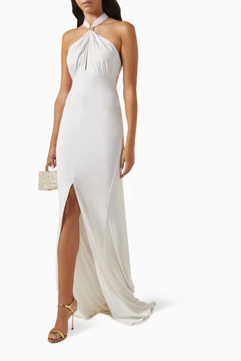 Red Carpet Open-back Maxi Dress in Jersey