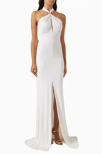 Red Carpet Open-back Maxi Dress in Jersey