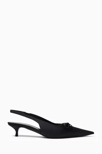 Knife Slingback Bow Mules in Matte Spandex
