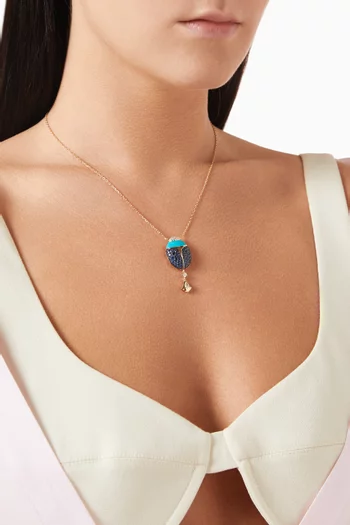 Scarab Diamond & Sapphire Necklace 18kt Yellow Gold