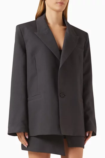 Miana Double-breasted Blazer in Wool-silk