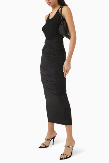 Salto Draped Midi Skirt in Cupro Blend