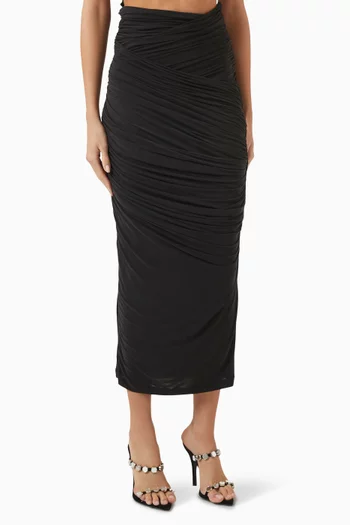 Salto Draped Midi Skirt in Cupro Blend