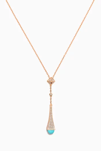 Cleo Diamond & Blue Chalcedony Teardrop Pendant Necklace in 18kt Rose Gold