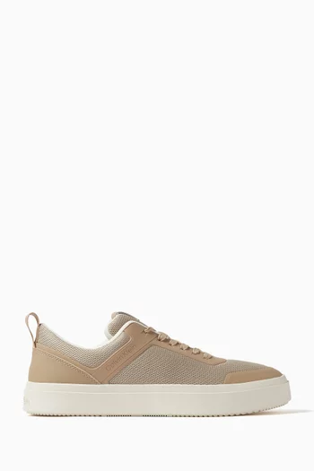 Low Top Sneakers in Mesh & Leather