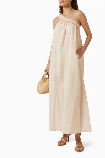 Donatella One-shoulder Maxi Dress in Cotton-poplin