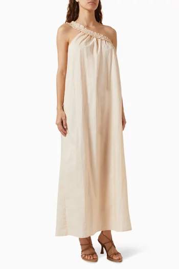 Donatella One-shoulder Maxi Dress in Cotton-poplin