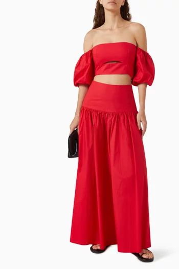 Enzo Off-shoulder Crop Top in Cotton-poplin