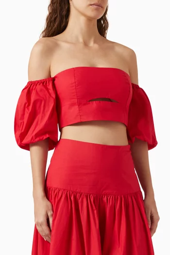 Enzo Off-shoulder Crop Top in Cotton-poplin