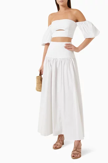 Enzo Off-shoulder Crop Top in Cotton-poplin