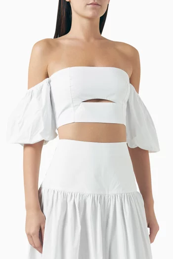 Enzo Off-shoulder Crop Top in Cotton-poplin