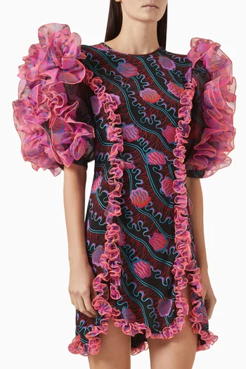 Lou Ruffle Mini Dress in Viscose Blend