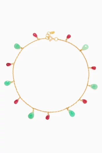 Sapphire & Chrysoprase Drops Anklet in 18kt Gold