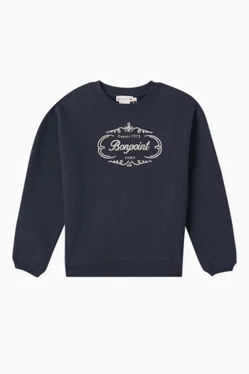 Embroidered Logo Sweatshirt in Cotton Fleece