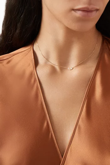 XS Oula Arabic Letter 'Faa' Enamel Pendant Necklace in 18kt Gold